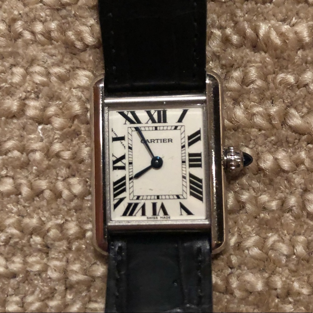 Cartier TNk Watch with Saphire